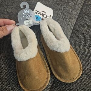 PAWZ Brown Baby Booties with Cream Trim